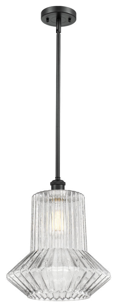 1-Light Springwater 12" Pendant, Matte Black, Shade: Clear Crystal