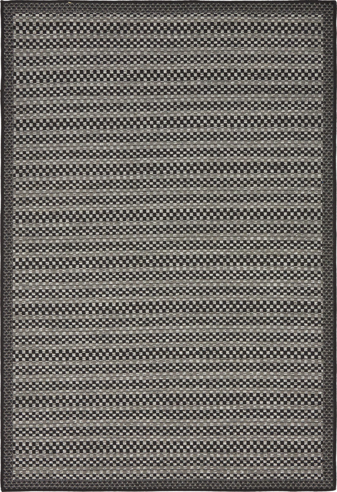 Unique Loom Gray Checkered Outdoor 4'x6' Area Rug