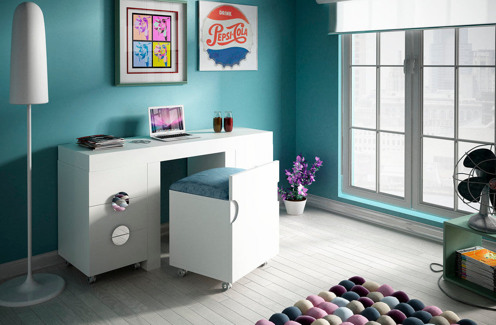 T26 Bedroom Make-up Vanity 63", White, Matte Finish