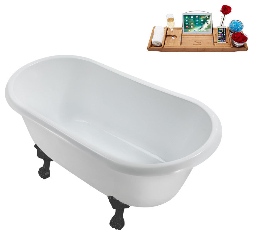 57'' Streamline N375BGM-IN-GLD Soaking Clawfoot Tub and Tray with Internal Drain