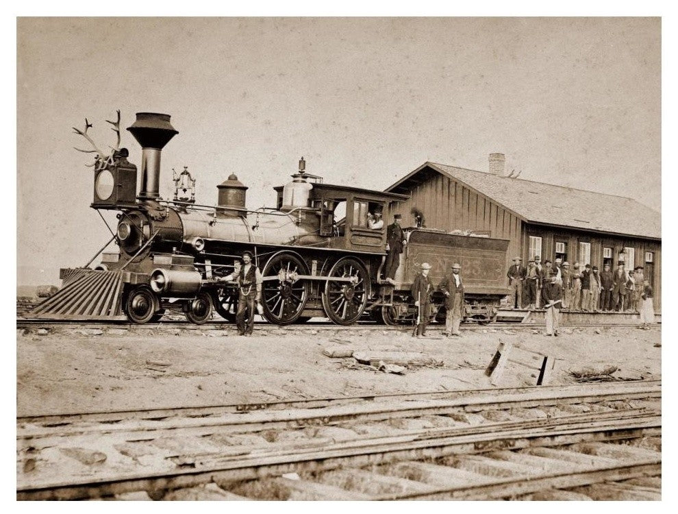 "Wyoming Station, Engine 23 on Main Track, May 1868" Paper Art, 18"x14"