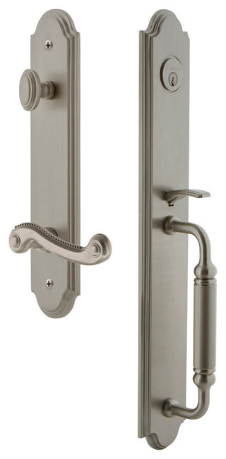 Arc 1-Piece Handleset, C Grip and Newport Lever, Satin Nickel, 842953