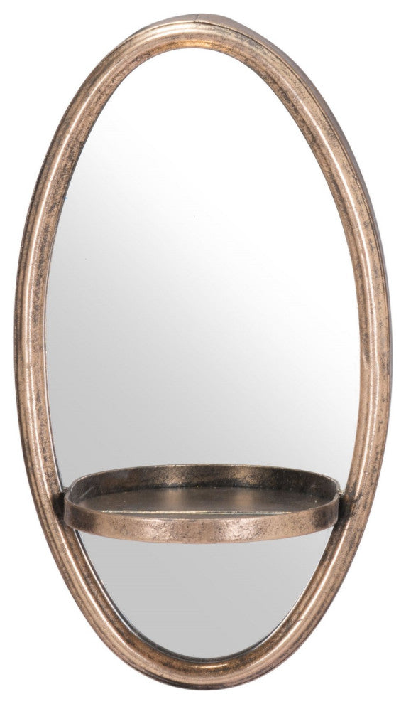 Frame Wall Mirror, Round, Glass, Steel Metal, Gold, Bedroom Living