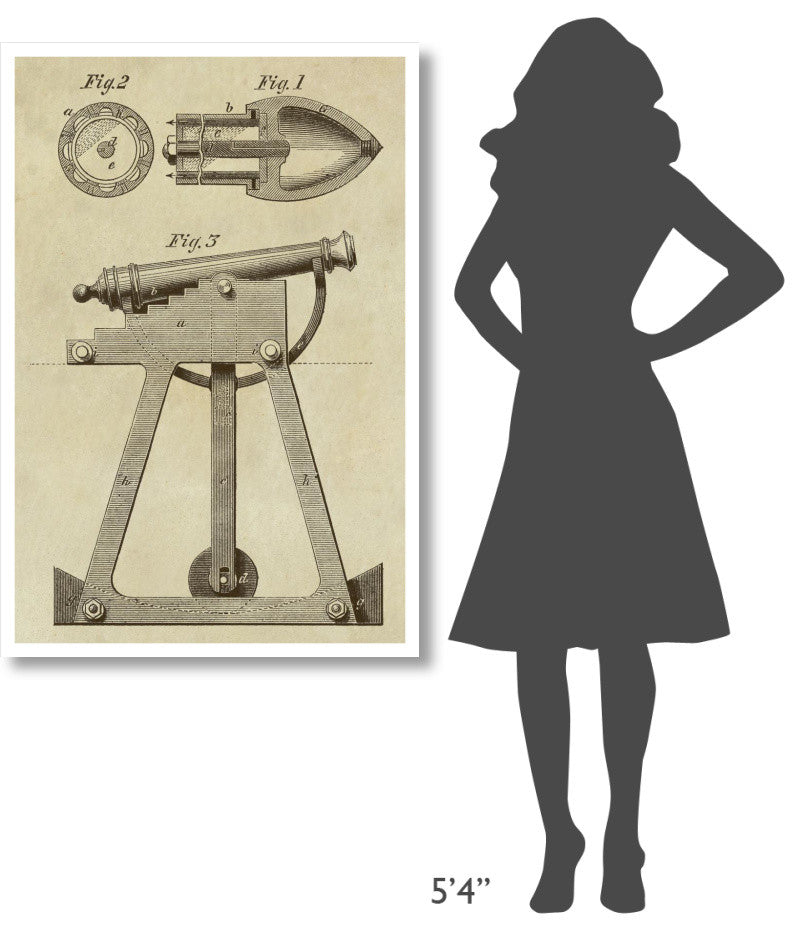 "Device for Adjusting Cannon Trajectory and Accuracy" Paper Art, 31"x46"