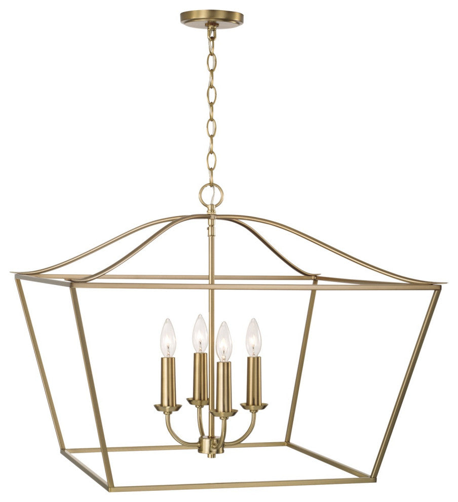 Grady Four Light Pendant, Matte Brass