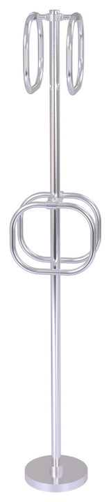 Towel Stand with 4 Integrated Towel Rings, Satin Chrome