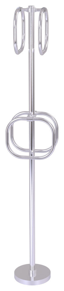 Towel Stand with 4 Integrated Towel Rings, Satin Chrome