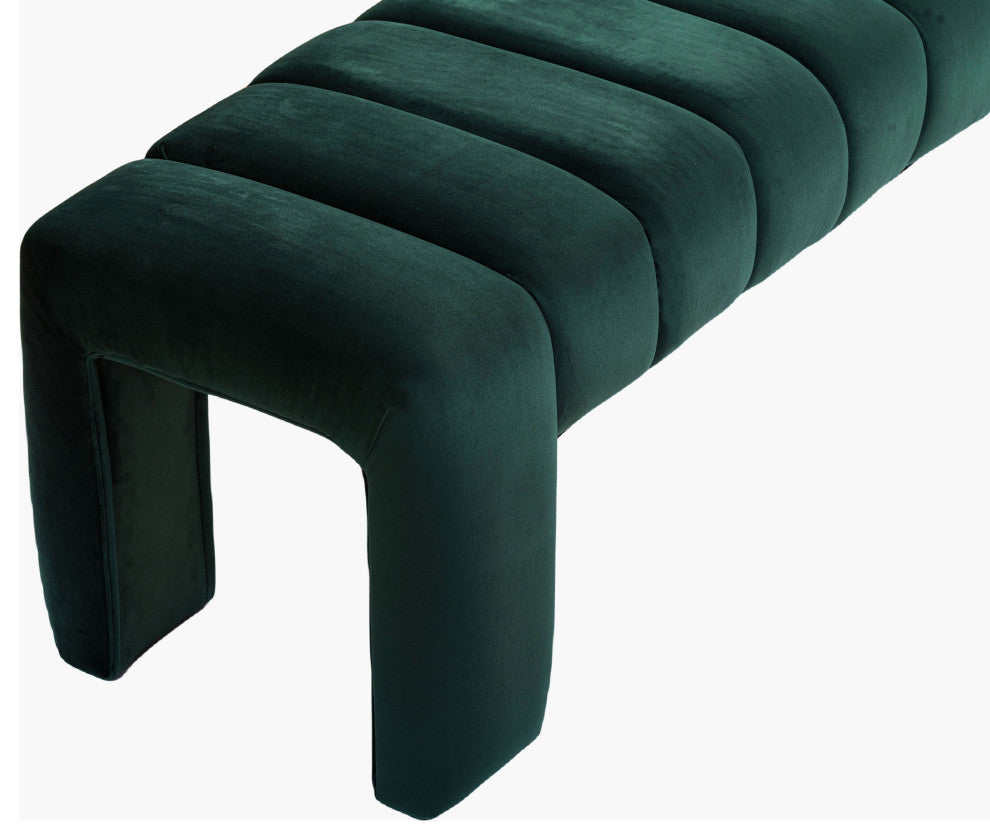 Andaz Velvet Upholstered Bench, Green