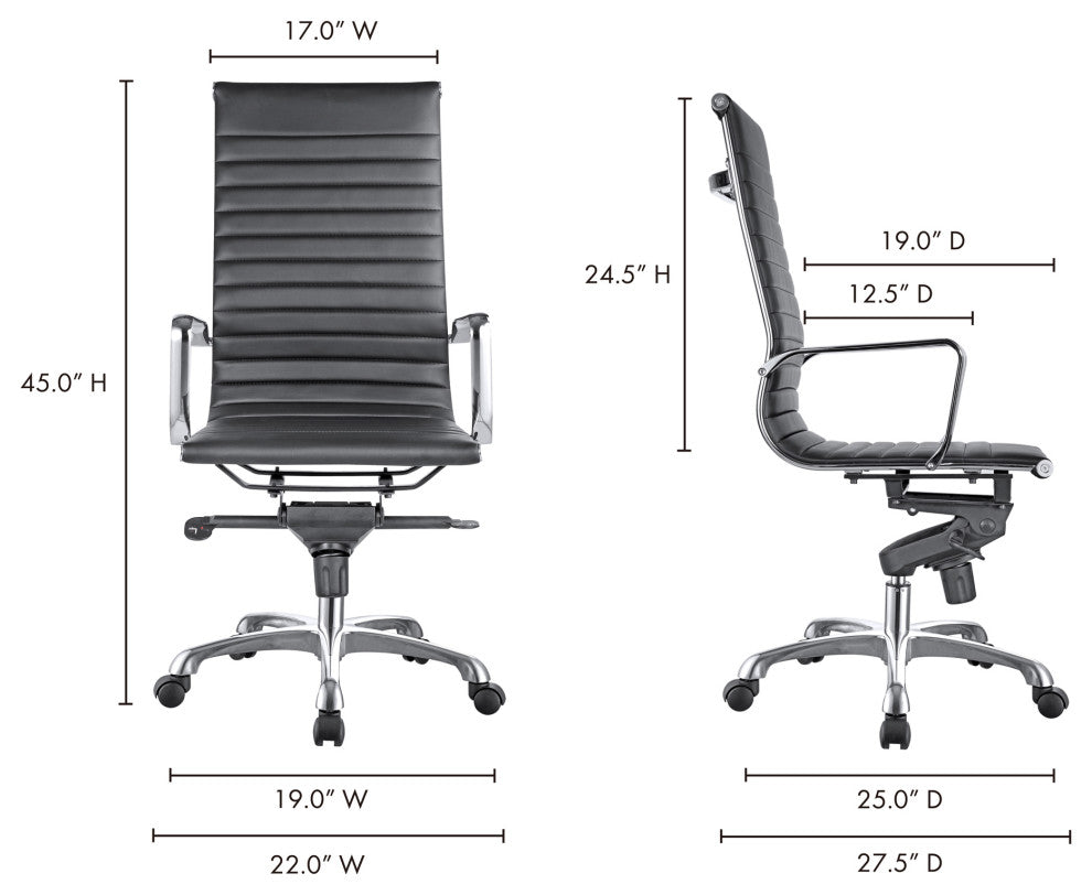 Contemporary Omega Swivel Office Chair High Back Black - Black