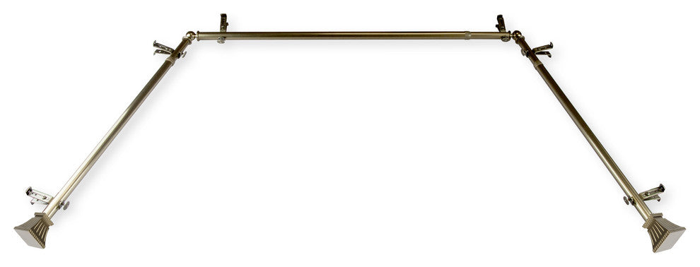 Aldo 13/16" Bay Window Curtain Rod, Antique Brass