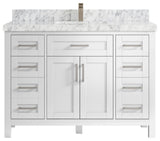 Cambridge 48 Single Sink Bath Vanity in White 2" Carrara Marble