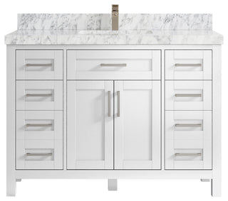 Cambridge 48 Single Sink Bath Vanity in White 2" Carrara Marble