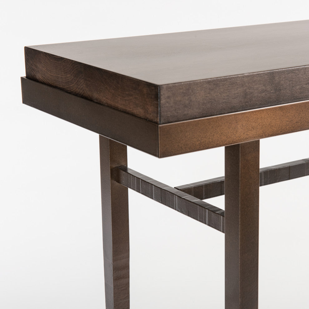Wick 42" Console Table, Dark Smoke Finish, Maple Espresso Accents