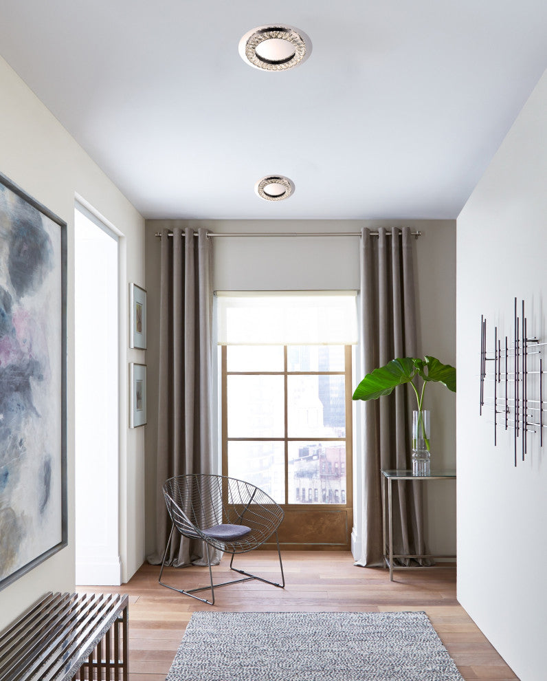Clear Crystal LED Flush Mount With Stainless Steel Chrome Frame