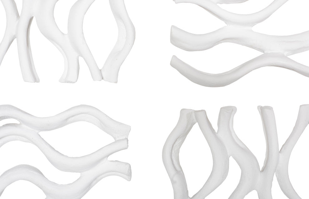 Vine Wall Tile, Matte White, Set of 4