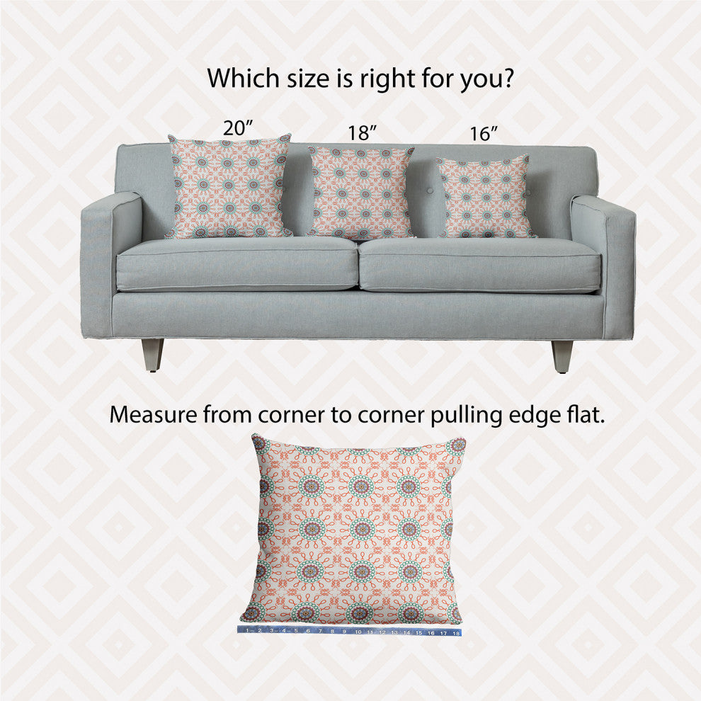 18" x 18" Sun Tile Decorative Indoor Pillow, Bright Orange