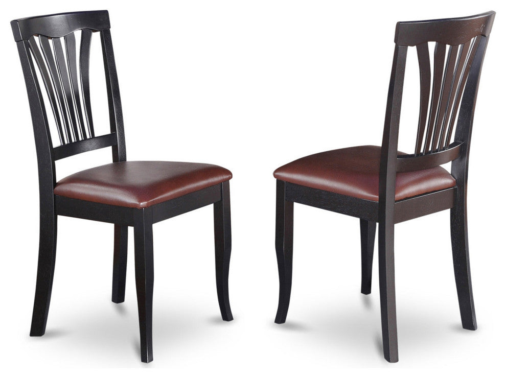 3 Pc Set With A Round Small Table And 2 Leather Dinette Chairs, Black