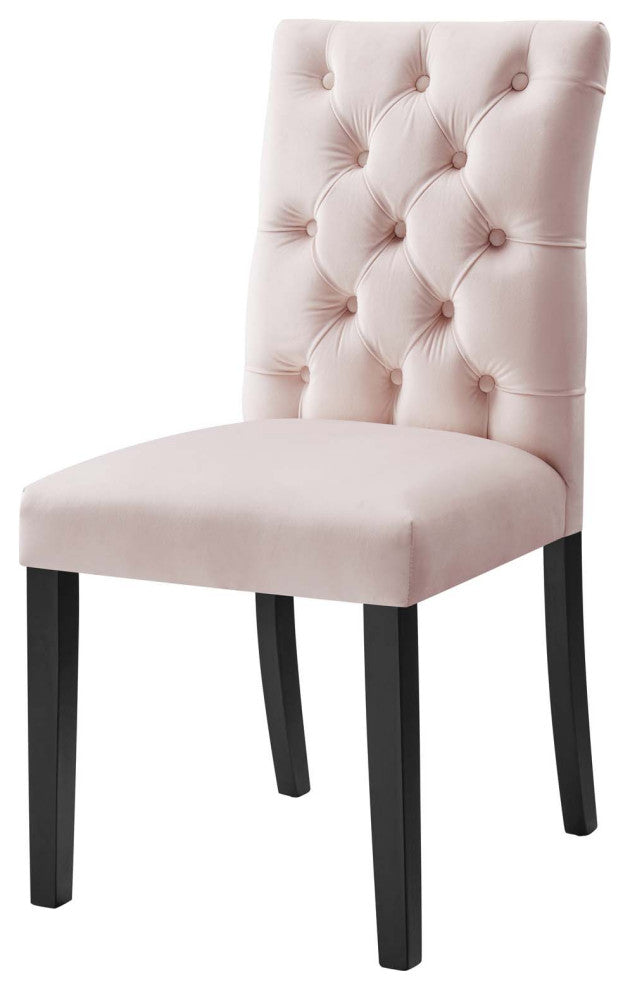 Side Dining Chair, Set of 2, Pink, Velvet, Modern, Cafe Bistro Hospitality