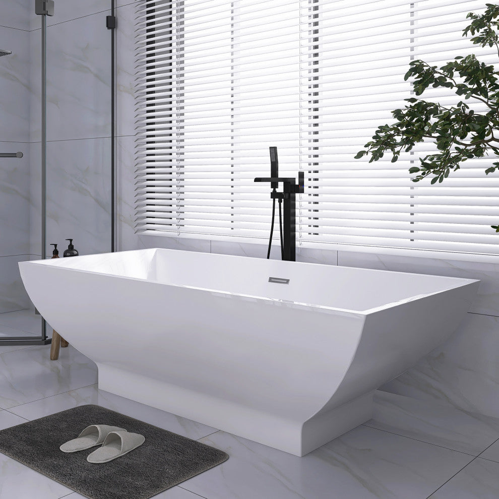 70" x 33" Freestanding Double Slipper Soaking Acrylic Bathtub