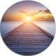 Wooden Pier To Bright Evening Sun, Sea Bridge Disc Metal Wall Art, 11"