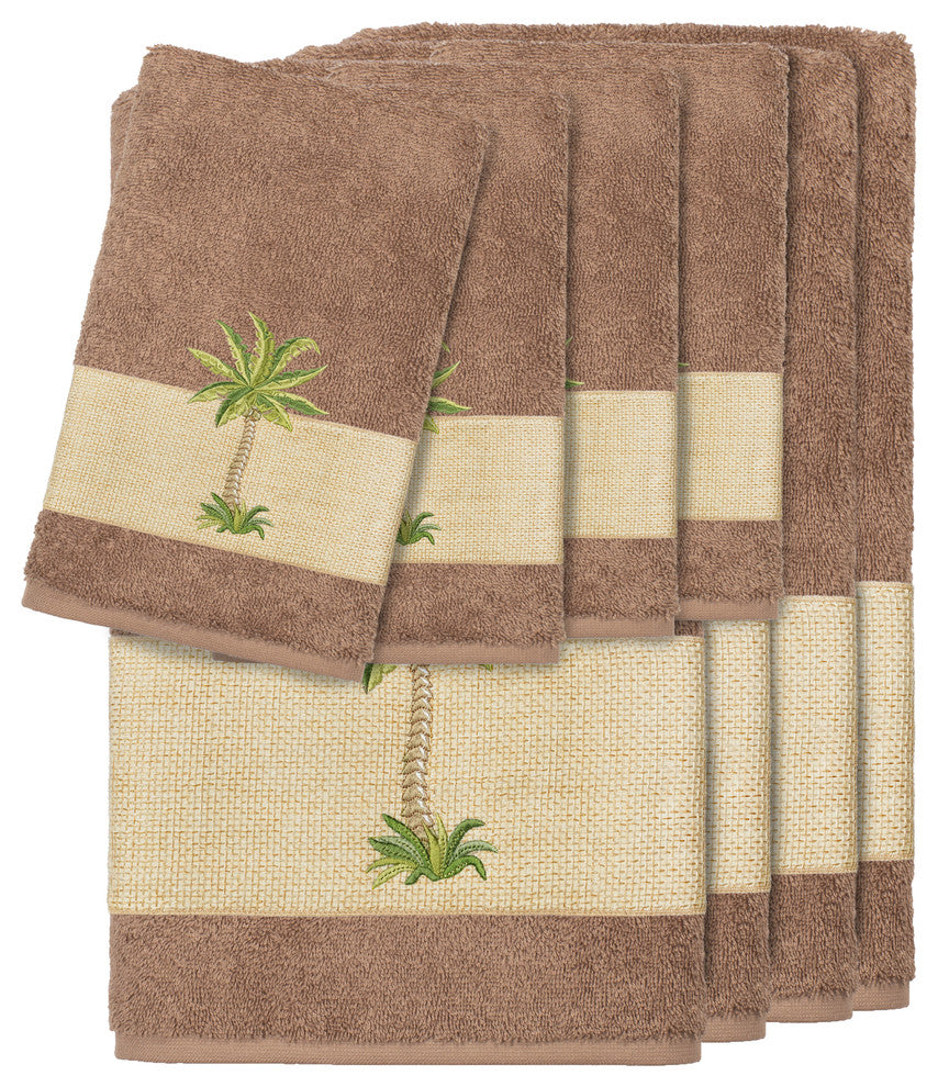 Colton 8-Piece Embellished Towel Set, Latte