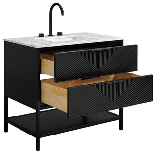 Diamond 36" Bath Vanity, Charcoal Black/Matte Black, 36", Marble Top