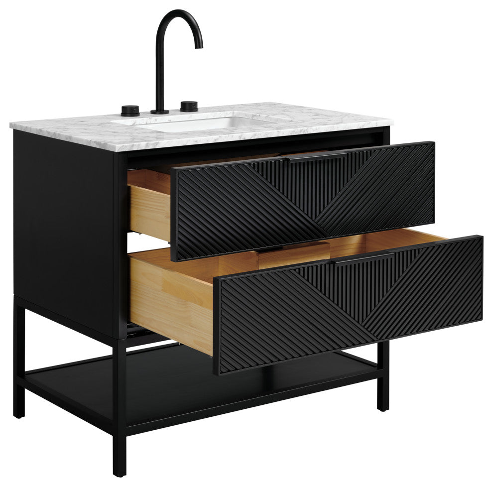 Diamond 36" Bath Vanity, Charcoal Black/Matte Black, 36", Marble Top