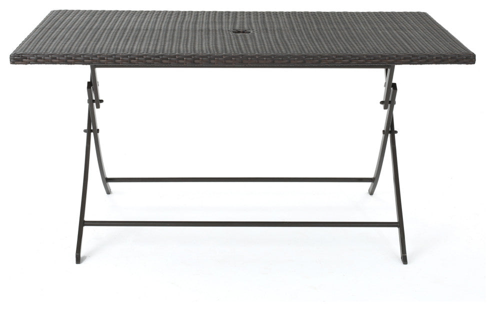 GDF Studio 7-Piece Ursula Outdoor Multi-Brown Wicker Dining Set