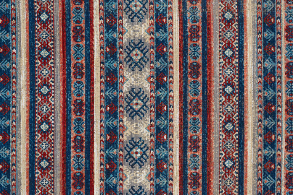 Weave & Wander Kezia Rug, Blue/Ochre Red, 2ft-10in x 7ft-10in