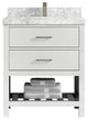 Parker 30 Single Sink Bath Vanity in White 2" Carrara Marble