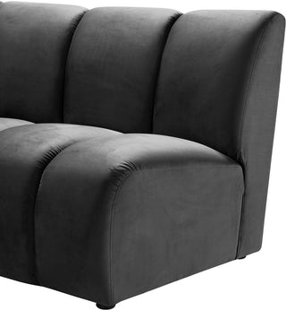 Infinity Channel Tufted Velvet Modular Chair, Gray, 5 Piece
