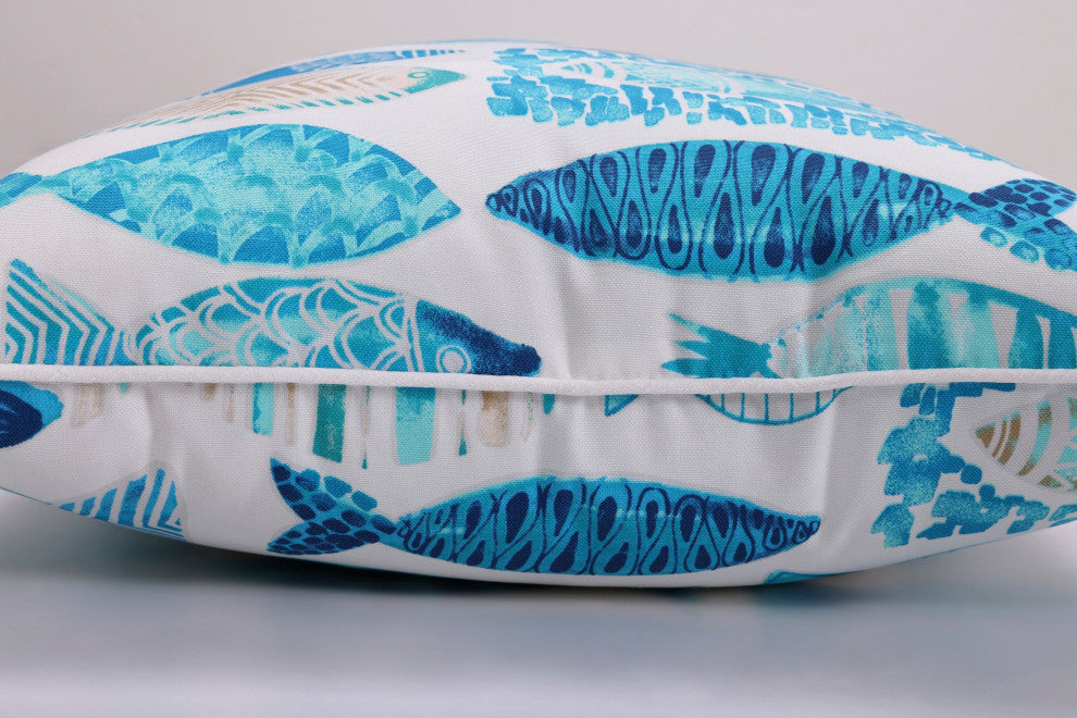 Hooked Seaside Blue Rectangular Throw Pillow, Set of 2