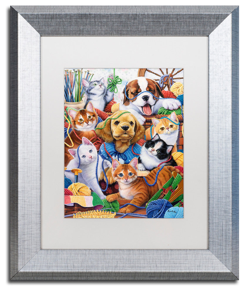 Jenny Newland ''Yarn Buddies'' Matted Framed Art, 14x11