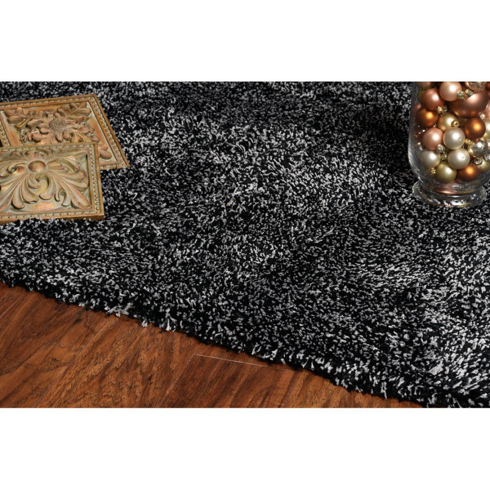 KAS Bliss 1583 Black Heather Shag Area Rug, 5' x 7'