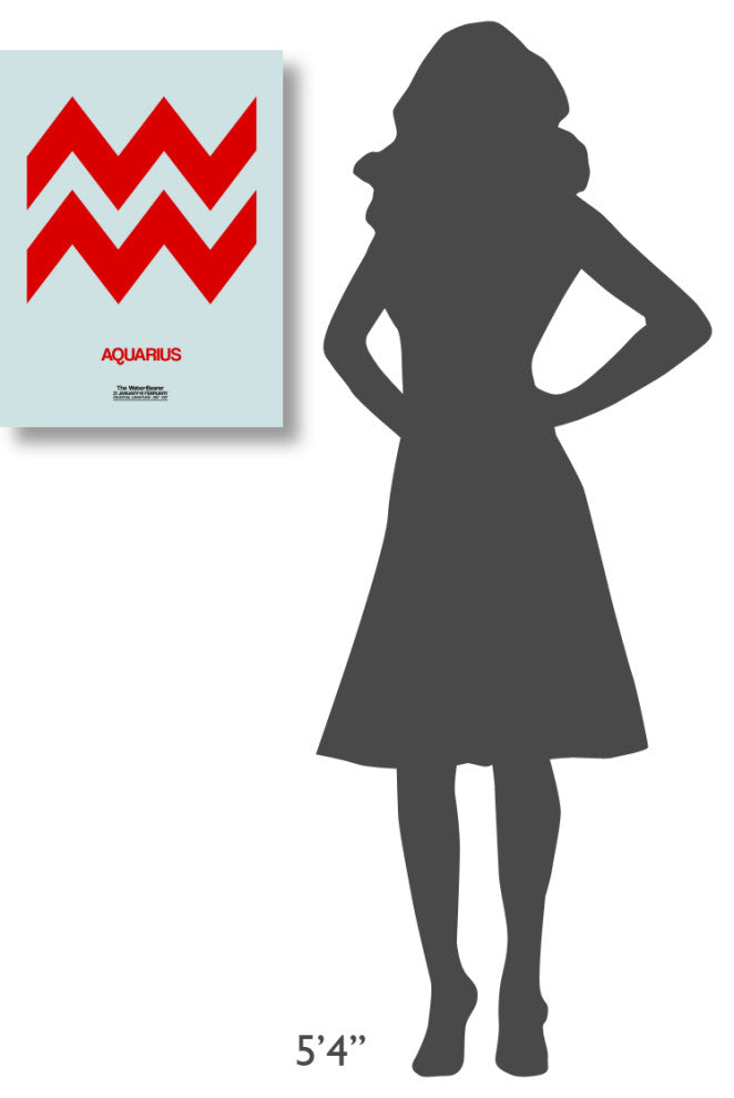 "Aquarius Zodiac Sign Red" Fine Art Print