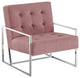 Beethoven Blue Velvet With Gold Plated Accent Chair, Pink/Gold