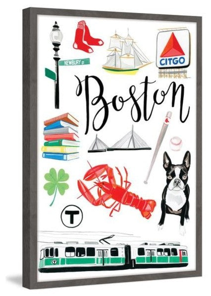 "Boston Icons" Framed Painting Print, 12"x18"