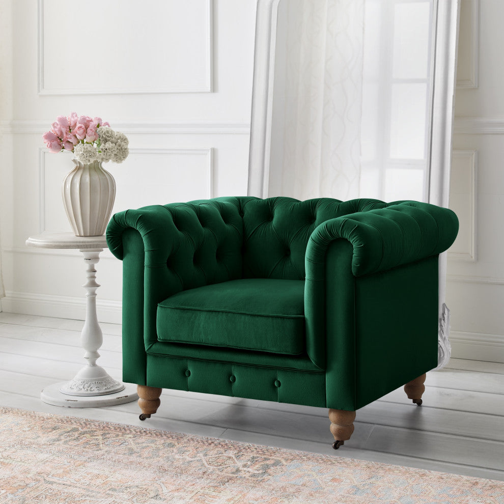 Rustic Manor Maddie Club Chair Button Tufted, Hunter Green