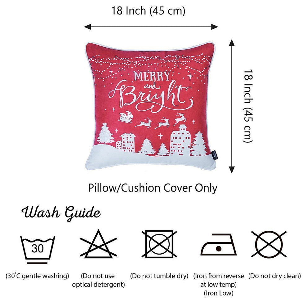 HomeRoots Set of 4 18" Christmas Merry Bright Throw Pillow Cover, Multicolor