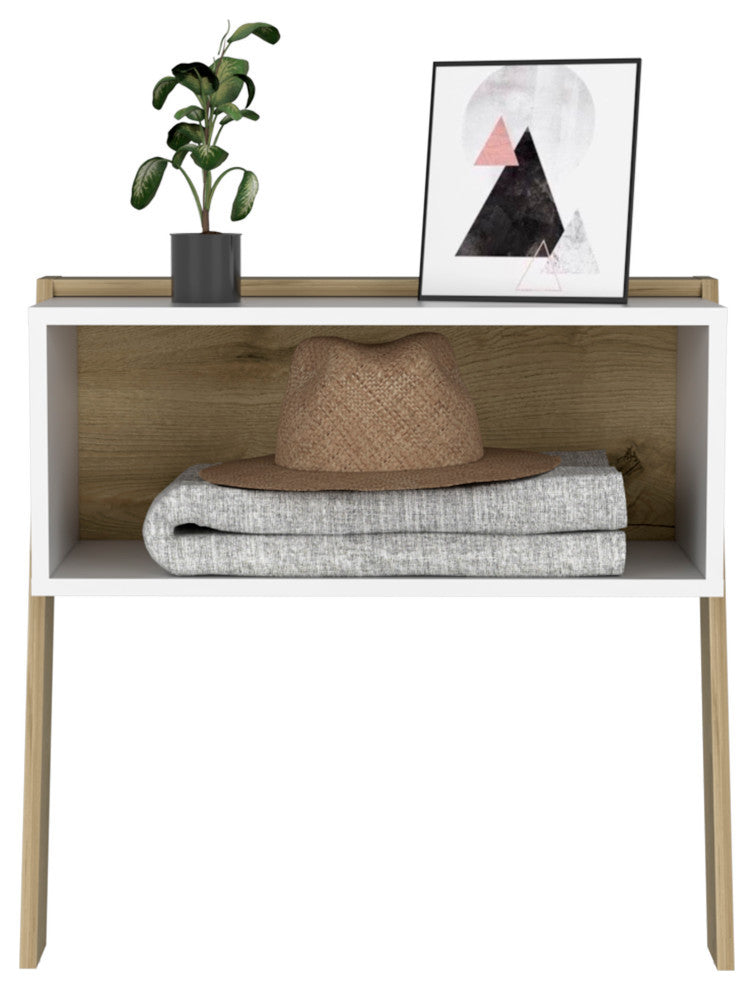 FM FURNITURE Denver Night Stand, with Light Oak Finish - White