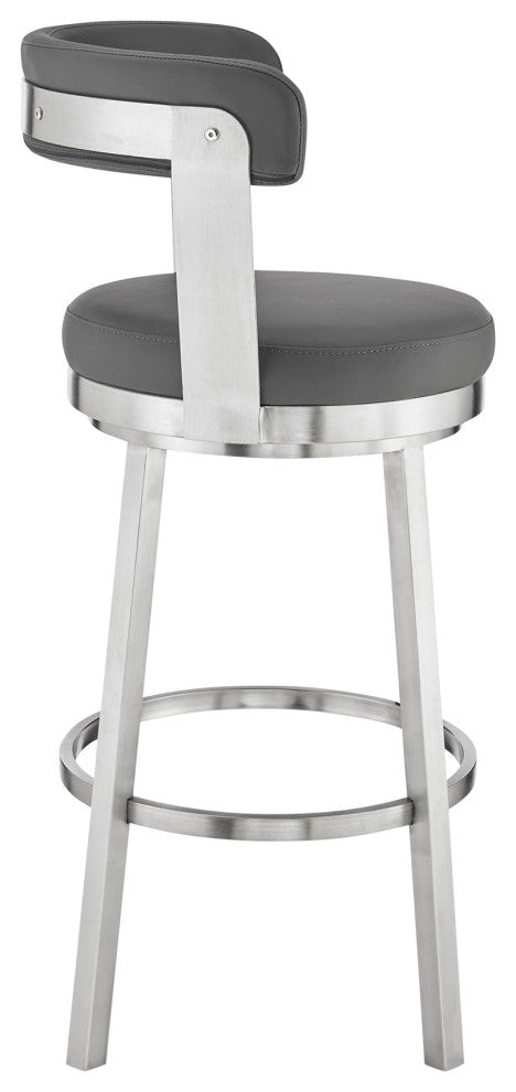 Bryant Swivel Stool, Brushed Stainless Steel/Gray, Counter Height