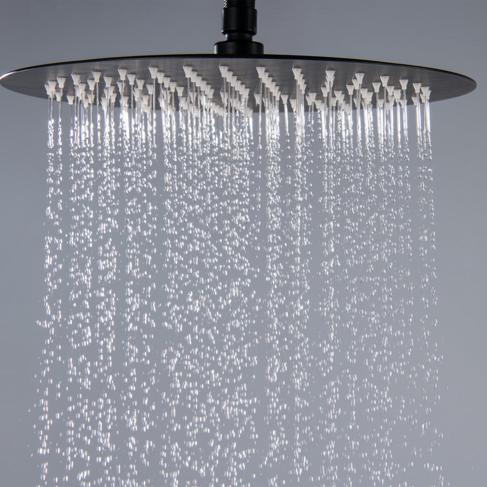 84.65" H Brass Free Standing Outdoor Shower, Matte Black