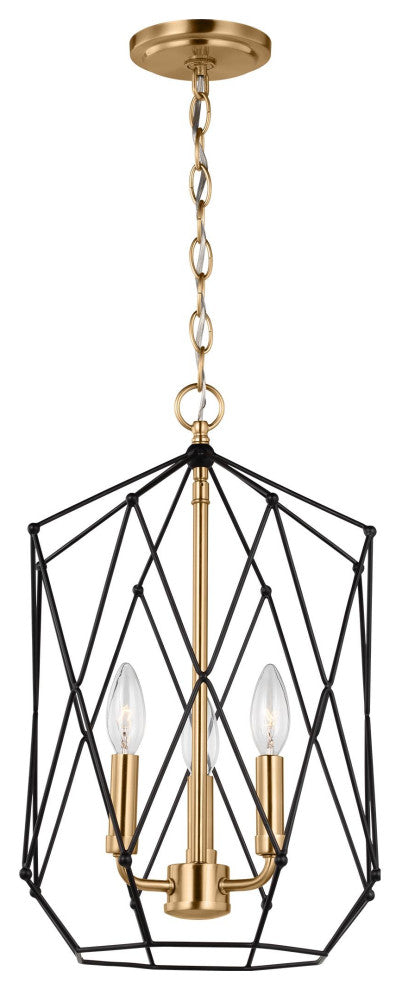 Zarra Medium Three Light Lantern, Satin Brass
