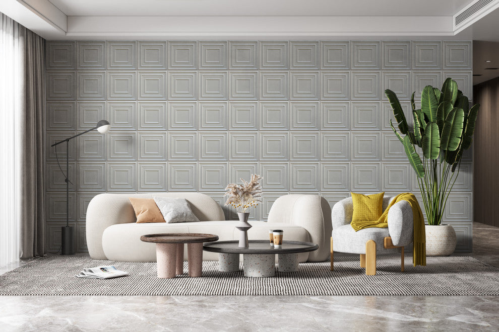Silver 3D Ceiling Panels, 2'x2', 4 Sq Ft
