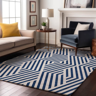 Premium Machine Washable Mayfield AMF550 Navy 3' x 5' Rug