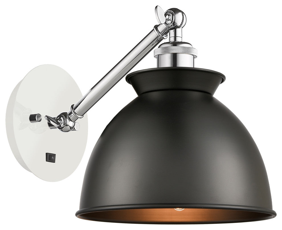 Innovations 317-1W-WPC-M14-BK-LED 1 Light Sconce, White and Polished Chrome