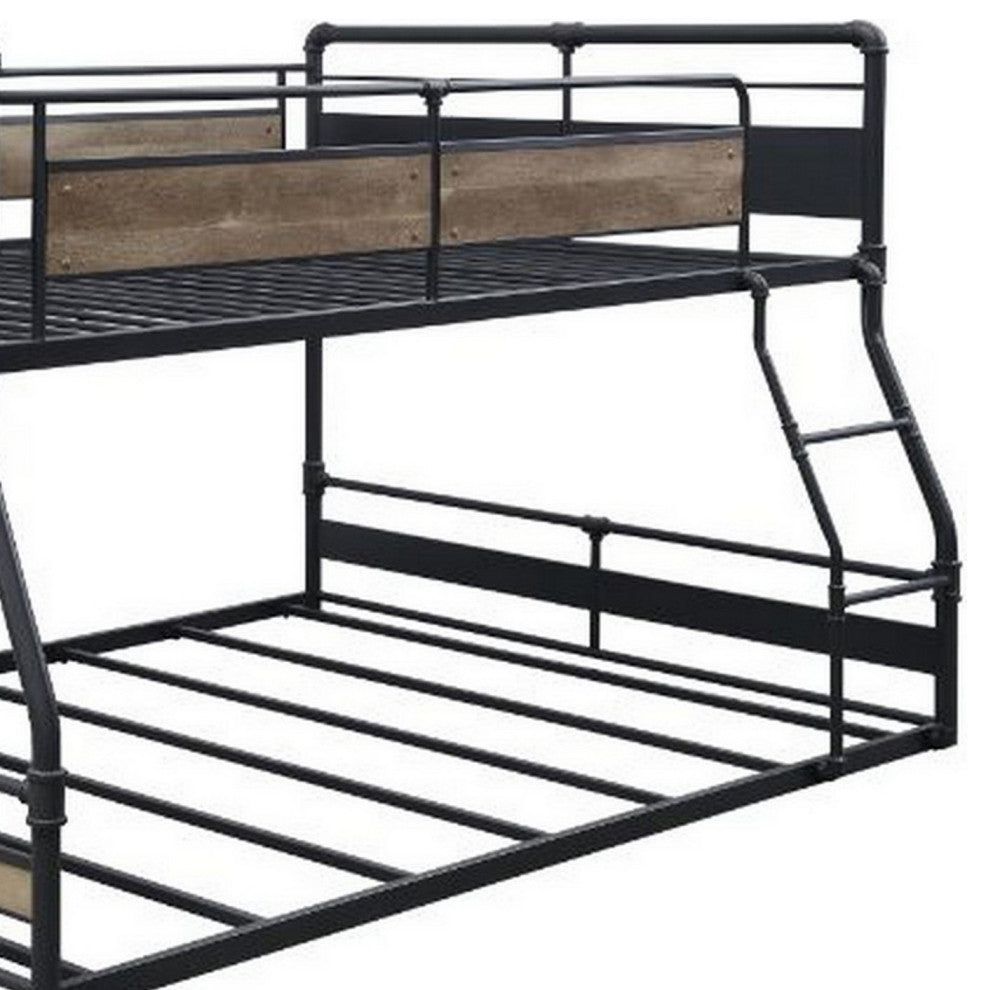 Benzara BM261731 Full Over Queen Bunk Bed With Tubular Metal Frame, Dark Bronze