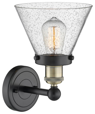 Large Cone 1-Light 7" Sconce, Black Antique Brass Finish, Seedy Shade