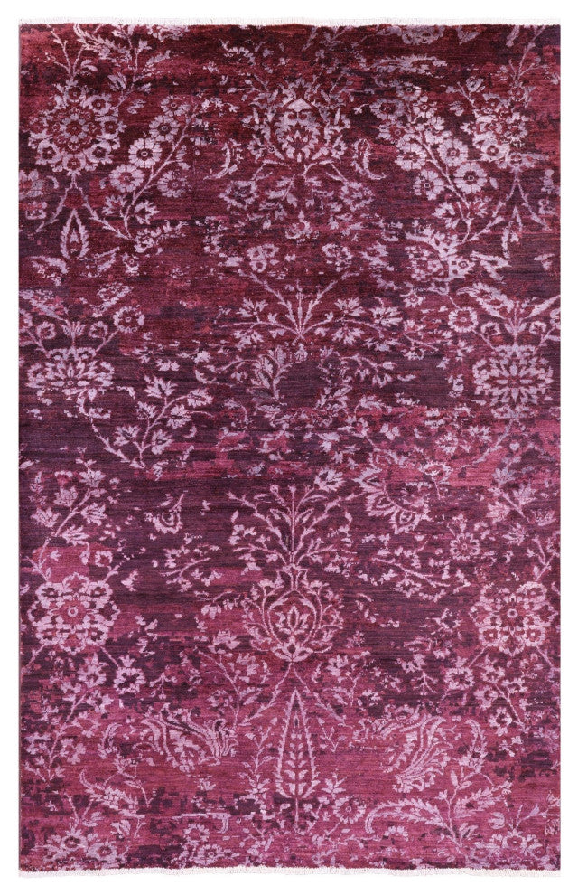 4' 10" X 7' 7" Modern Hand-Knotted Wool & Silk Rug - Q12734