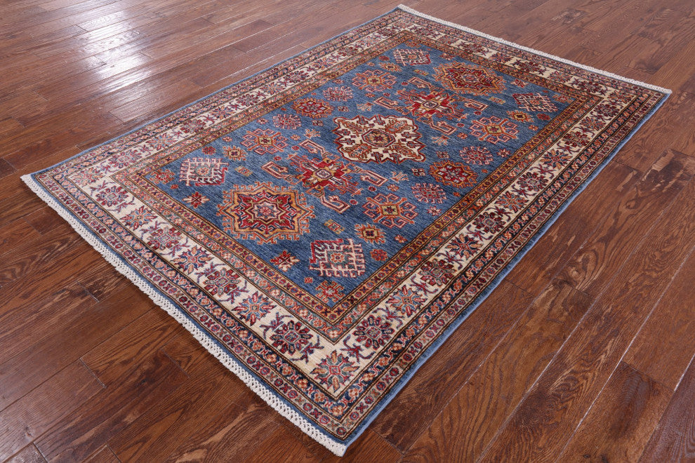 4' 10" X 6' 9" Handmade Super Kazak Wool Rug Q10260